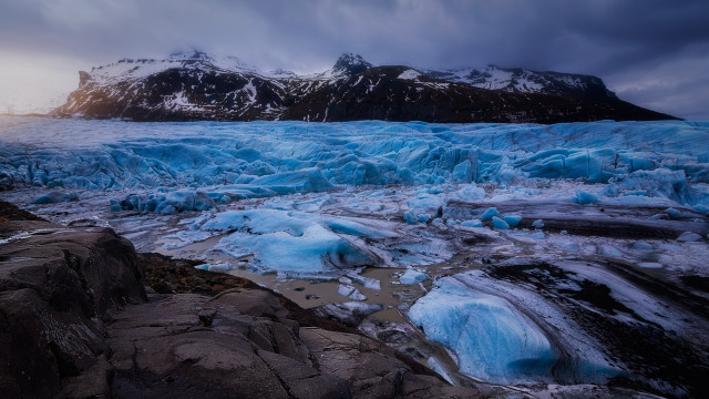 Glacier mountain cloudy sky puzzle free wallpaper - medium preview image