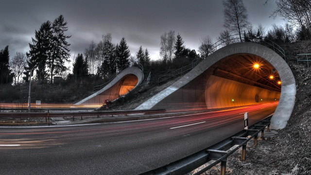 Highway tunnel night long exposure free wallpaper - medium preview image