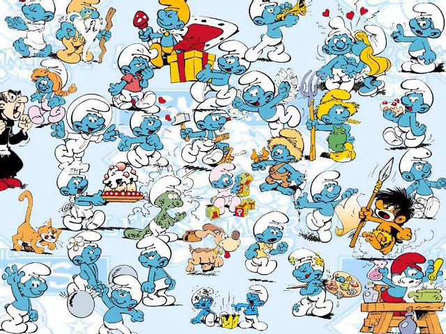 Cartoon characters grouped blue background #2 free wallpaper - medium preview image