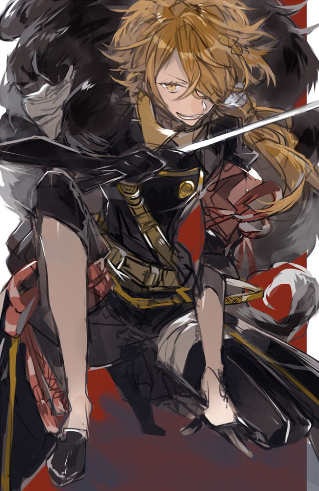 Man black outfit sword cat free wallpaper - medium preview image