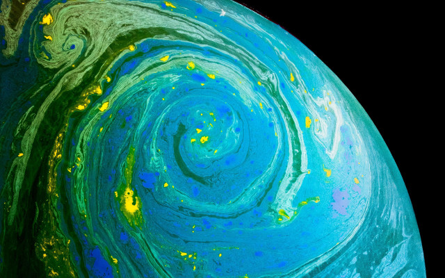 Blue green spiral planet yellow free wallpaper - medium preview image