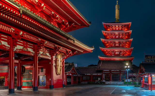 Red tower night japan shrine free wallpaper - medium preview image