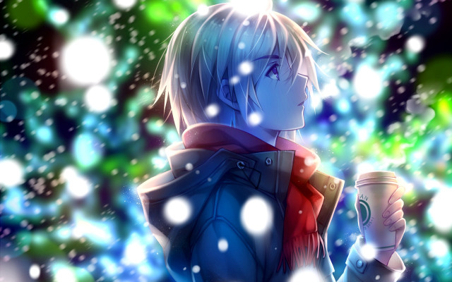 Man coffee christmas tree snow free wallpaper - medium preview image