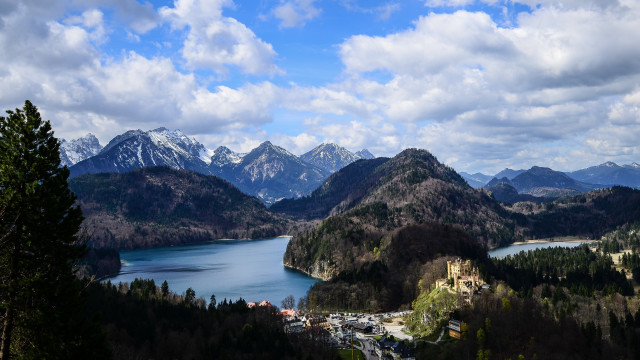 Scenic lake mountains trees cloudy #2 free wallpaper - medium preview image