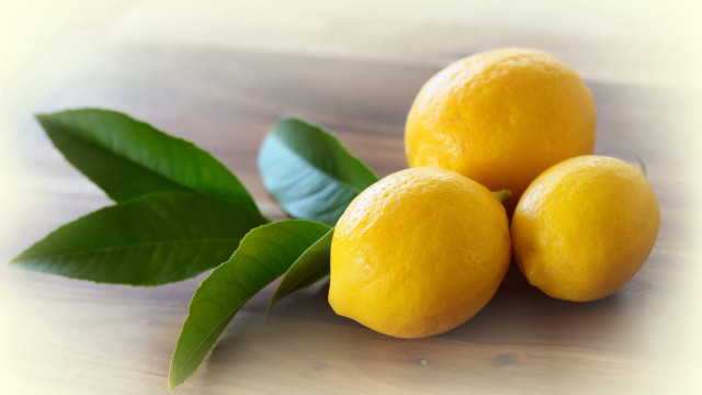 Three lemons leaves table top free wallpaper - medium preview image