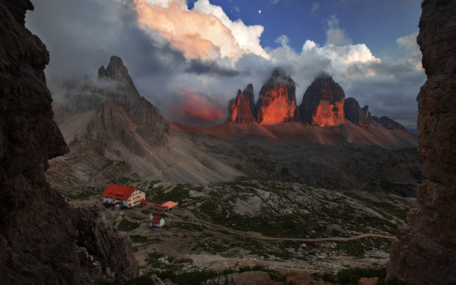 Mountain house cloudy sky magic free wallpaper - medium preview image