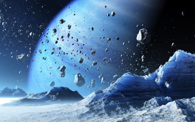 Space rocks snow planet night free wallpaper - medium preview image