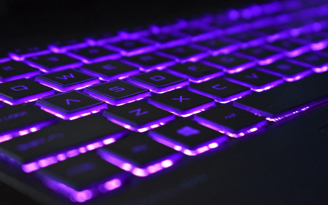 Purple glowing sword keyboard neon free wallpaper - medium preview image