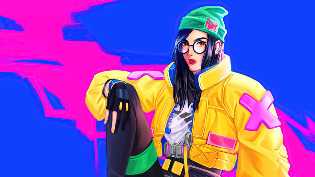 Woman yellow jacket green hat free wallpaper - medium preview image