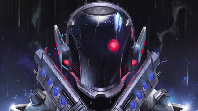 Futuristic helmet red eyes cyberpunk free wallpaper - medium preview image