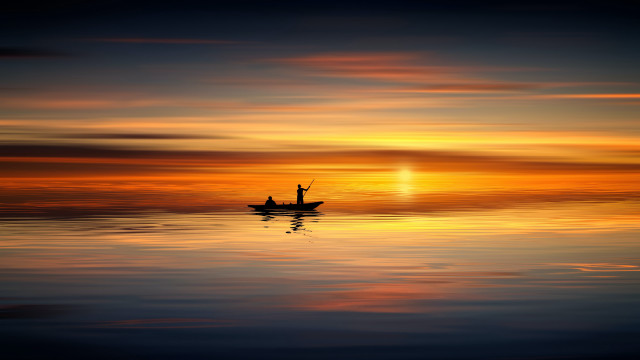 Boat dawn person impressionist photography free wallpaper - medium preview image