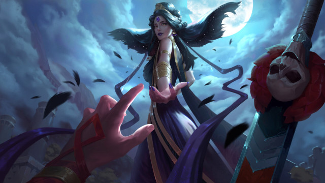 Woman sword sky clouds birds #2 free wallpaper - medium preview image