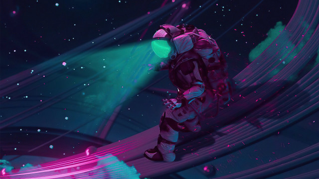 Space astronaut aurora fireworks moon free wallpaper - medium preview image