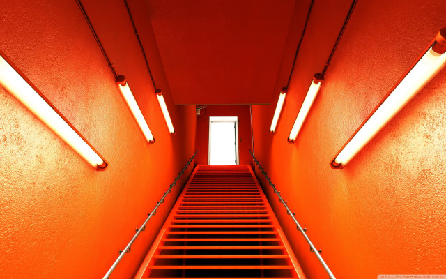 Staircase orange walls window bright free wallpaper - medium preview image