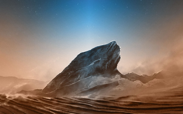 Desert rock mountain starry sky free wallpaper - medium preview image