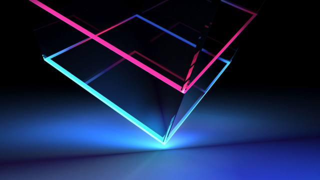 Neon cube holography 3d render free wallpaper - medium preview image