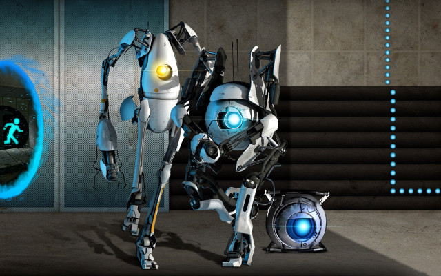 Robot glowing eyes glowing arm free wallpaper - medium preview image