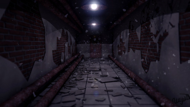 Hallway brick wall ceiling light free wallpaper - medium preview image