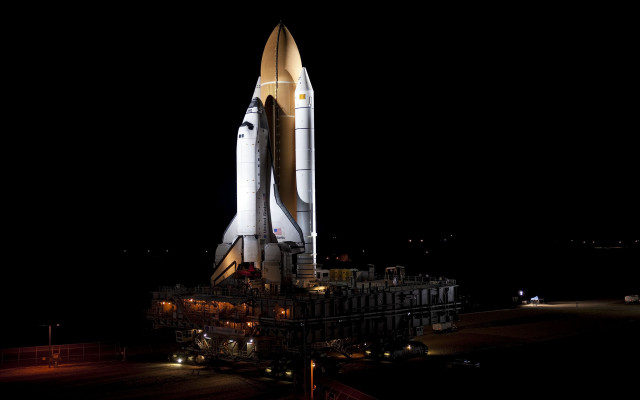 Space shuttle night city planet free wallpaper - medium preview image