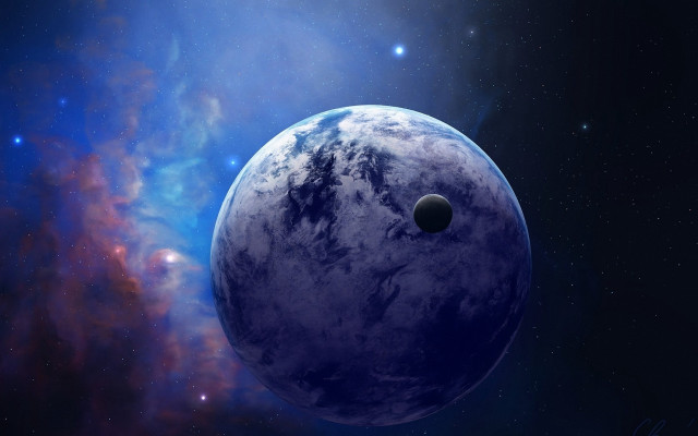 Blue planet blackhole starry sky free wallpaper - medium preview image