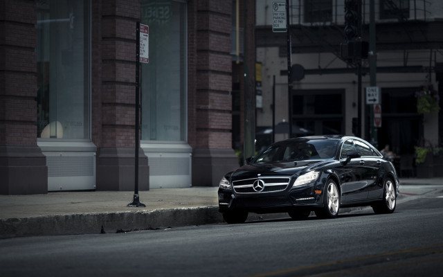 Black car street light building free wallpaper - medium preview image