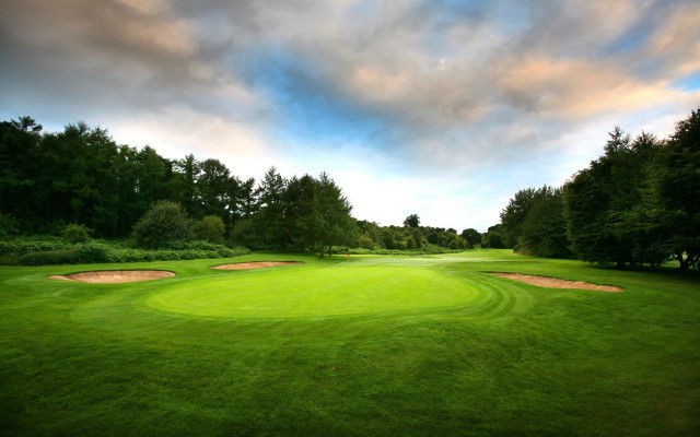 Green golf course hole cloudy free wallpaper - medium preview image
