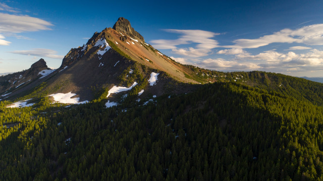 Mountain snow peak trees blue free wallpaper - medium preview image