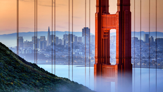 Golden gate bridge fog cityscape free wallpaper - medium preview image