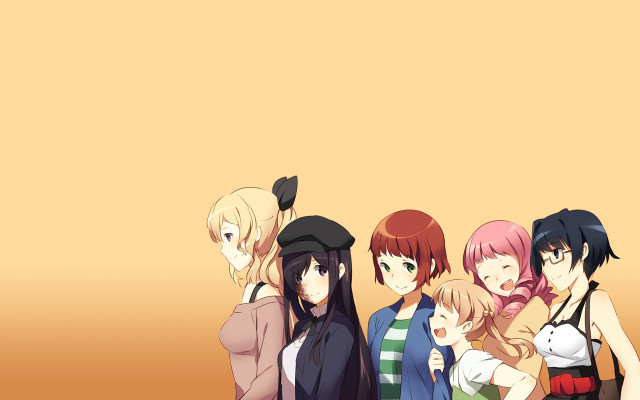 Group people yellow wall brown free wallpaper - medium preview image
