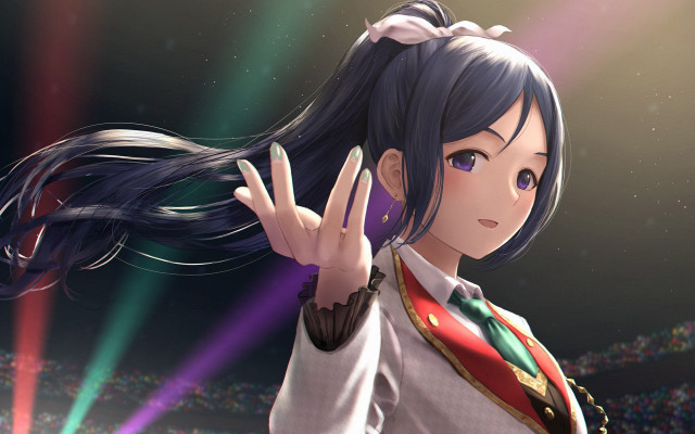 Woman blue hair aurora star free wallpaper - medium preview image