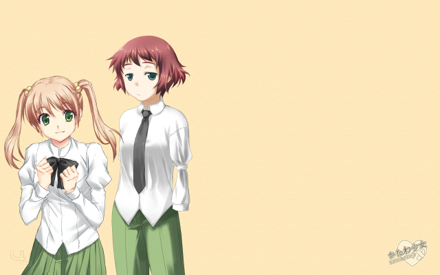 Anime couple yellow background characters free wallpaper - medium preview image