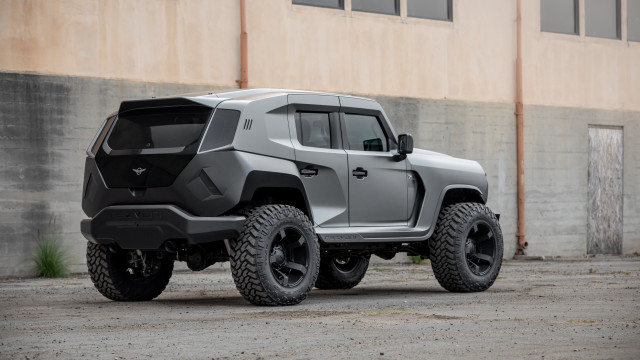 Gray jeep front building large free wallpaper - medium preview image