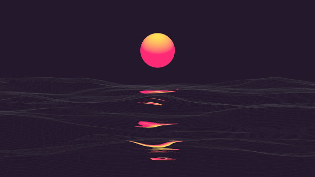 Sunset waves orange sun cubo free wallpaper - medium preview image