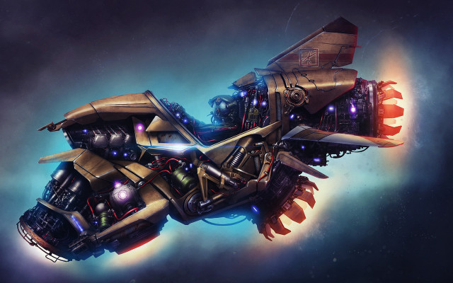 Futuristic flying vehicle engine glowing free wallpaper - medium preview image