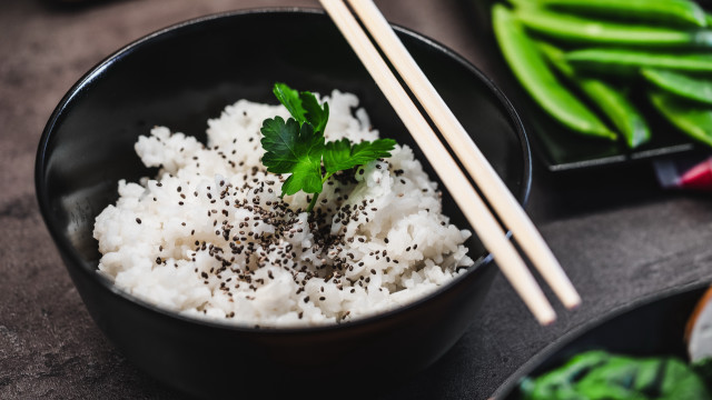 Bowl rice green onions chopsticks #2 free wallpaper - medium preview image