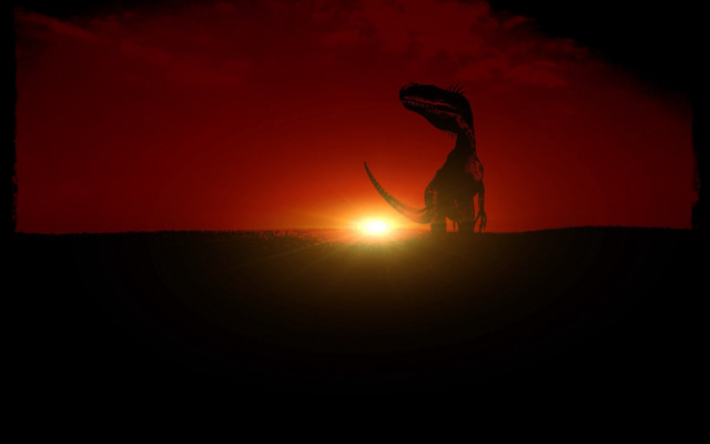 Dinosaur sunset clouds matte painting free wallpaper - medium preview image