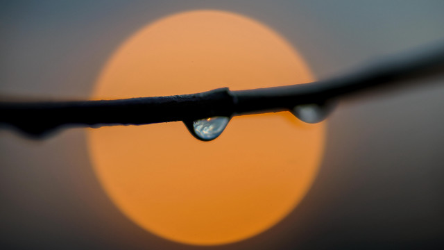 Water drop sunset macro blurry free wallpaper - medium preview image