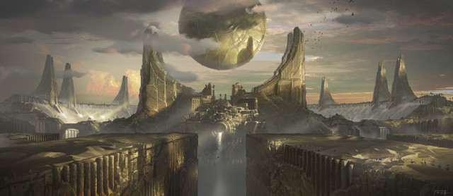 Futuristic city giant head landscape free wallpaper - medium preview image