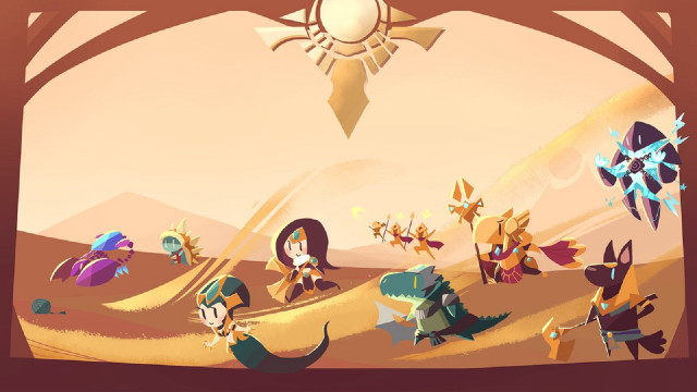 Cartoon characters desert sun landscape free wallpaper - medium preview image