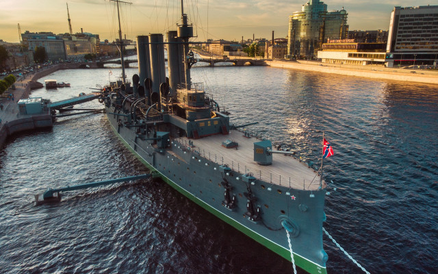 Large boat city bridge sunset free wallpaper - medium preview image