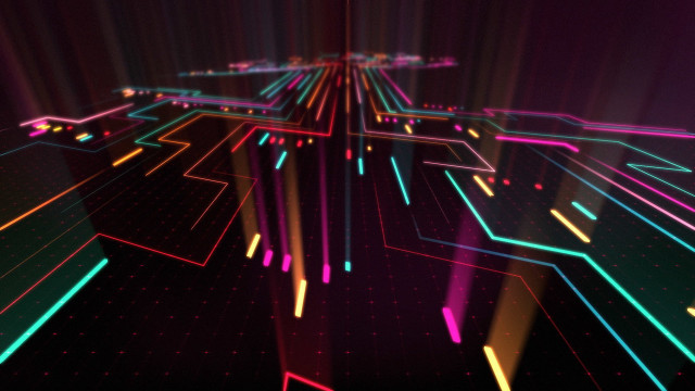 Futuristic colorful neon holography planet free wallpaper - medium preview image