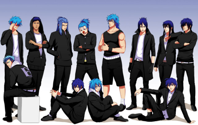 Anime group black outfits blue free wallpaper - medium preview image