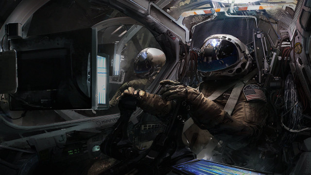Space suit man looking floor free wallpaper - medium preview image