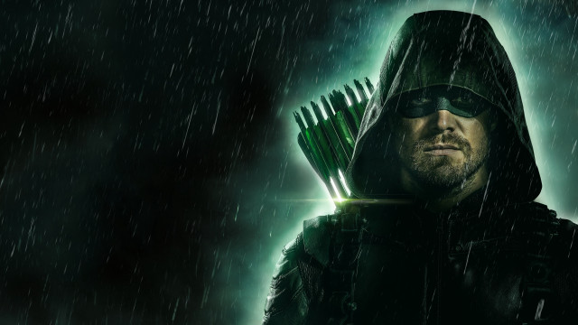 Green arrow man raincoat storm free wallpaper - medium preview image
