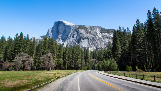 Mountain road fence trees nature free wallpaper - medium preview image