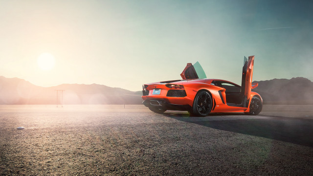 Desert mountains car open vehicle free wallpaper - medium preview image