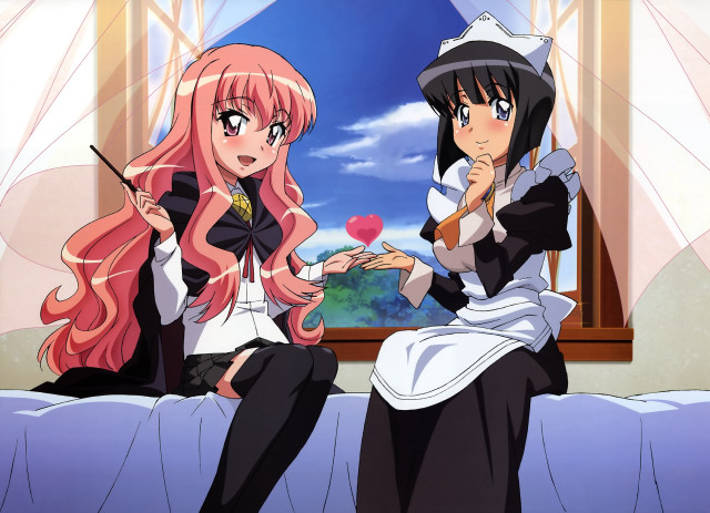 Anime characters sitting bed window free wallpaper - medium preview image