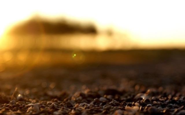 Sunset field blurry building raytrace free wallpaper - medium preview image