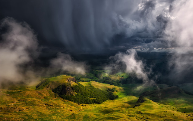 Mountain range stormy sky green free wallpaper - medium preview image