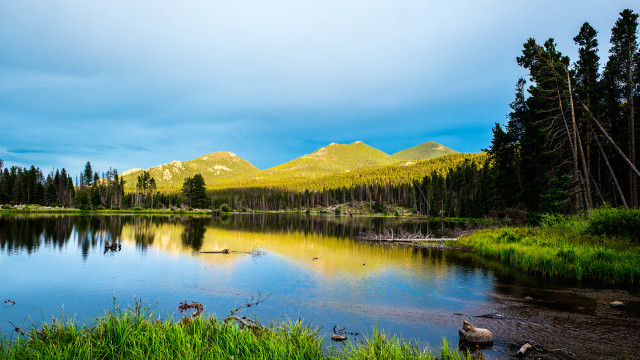 Lake mountains trees blue sky #42 free wallpaper for desktop - medium preview image